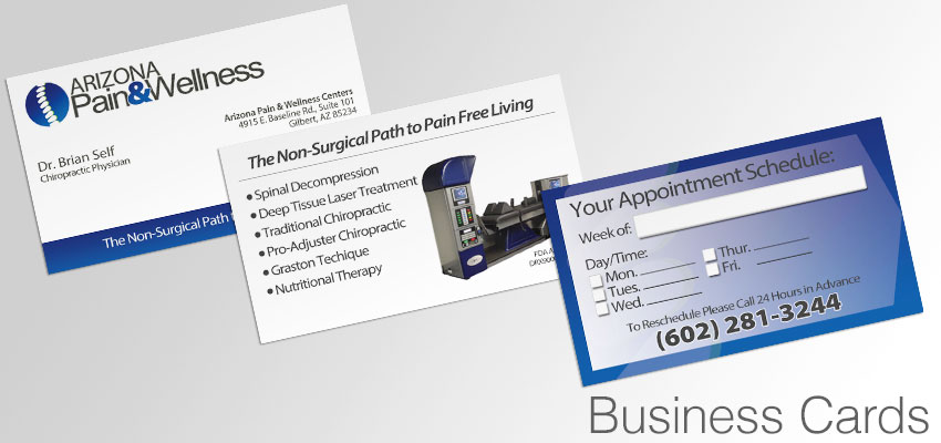 Business Cards with contact info and appointment reminder