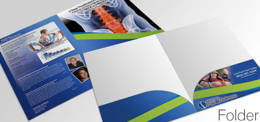 Folder for holding spinal decompression marketing materials