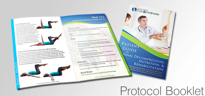 Protocol Booklet outlining calendar for back pain relief